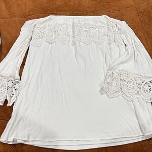 Elegant White Lace Trim Women's Dress